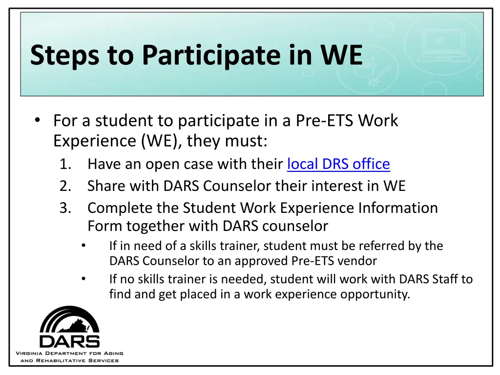 steps to participate in we