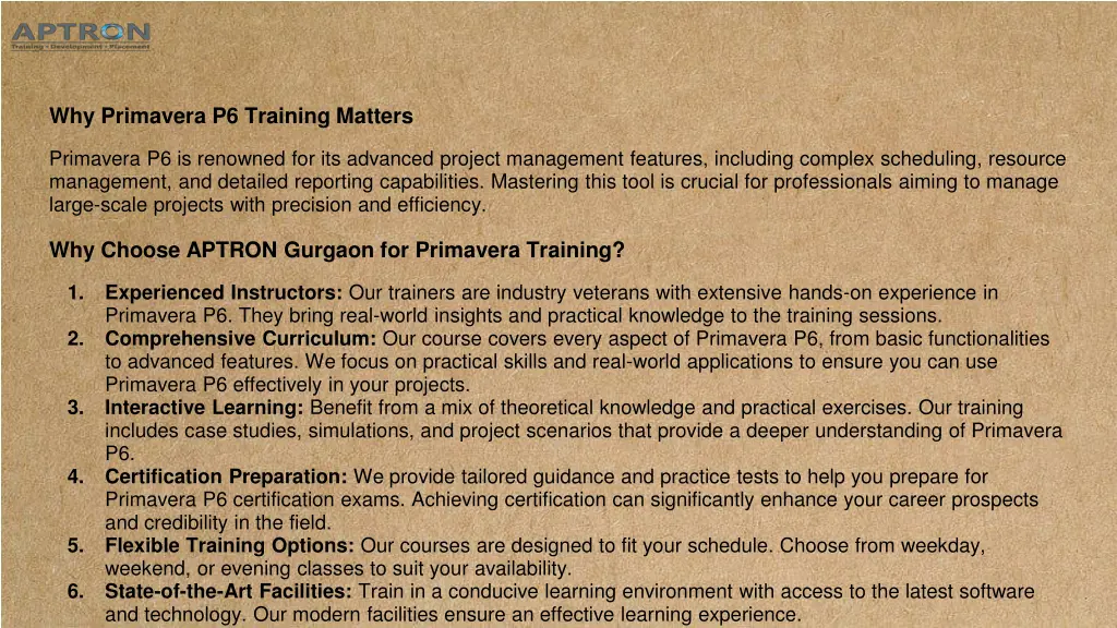 why primavera p6 training matters