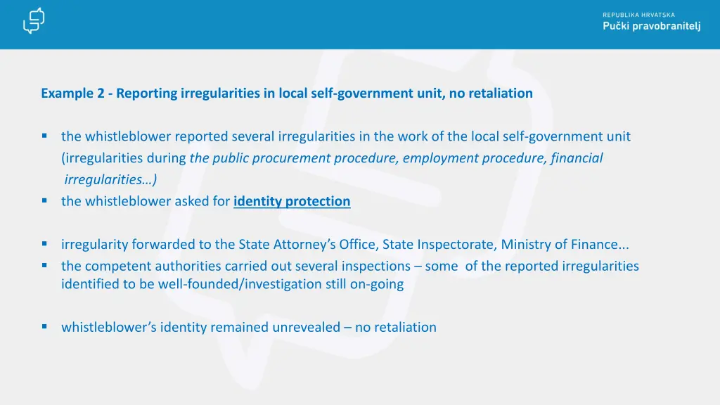 example 2 reporting irregularities in local self