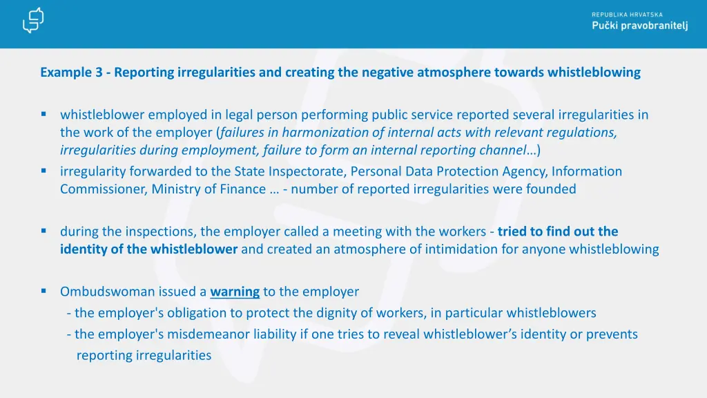 example 3 reporting irregularities and creating