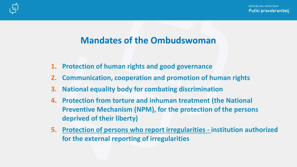 mandates of the ombudswoman