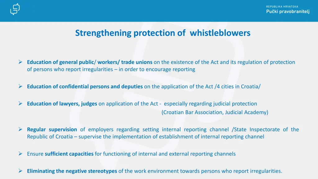 strengthening protection of whistleblowers