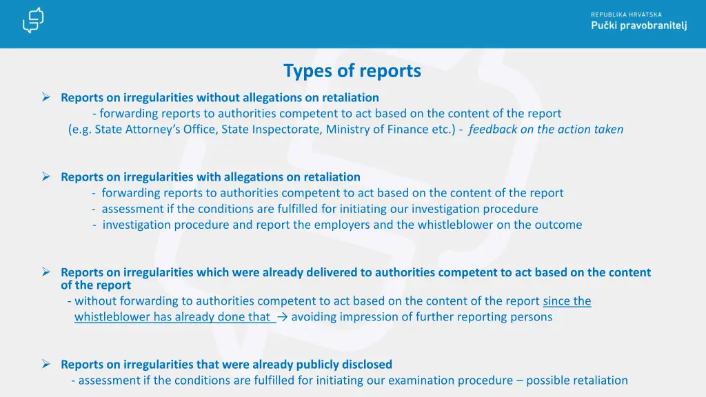 types of reports