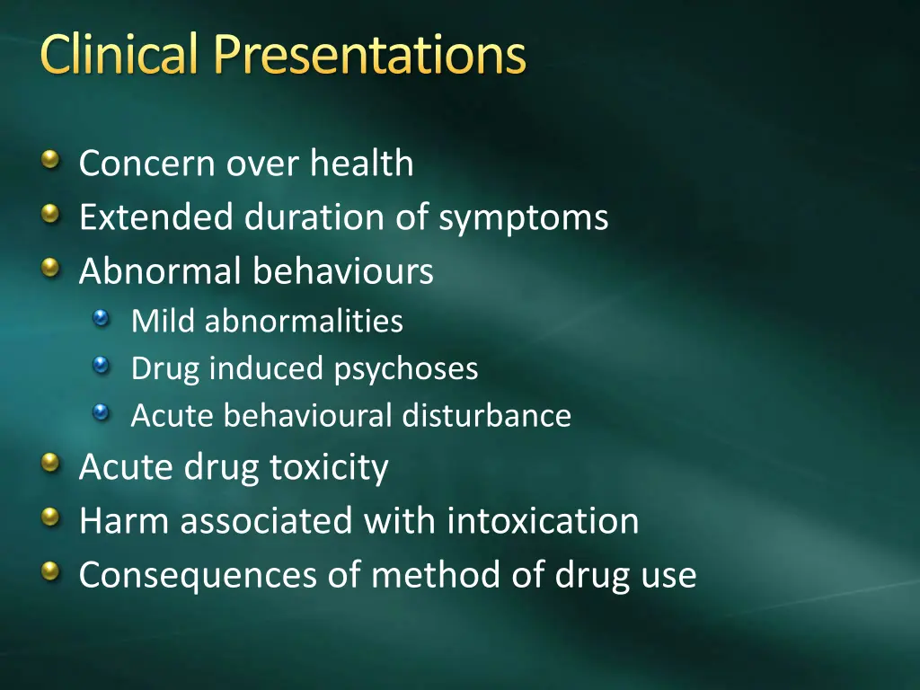 clinical presentations