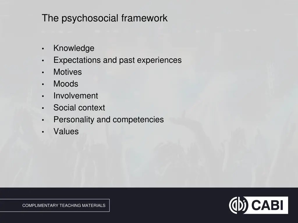 the psychosocial framework