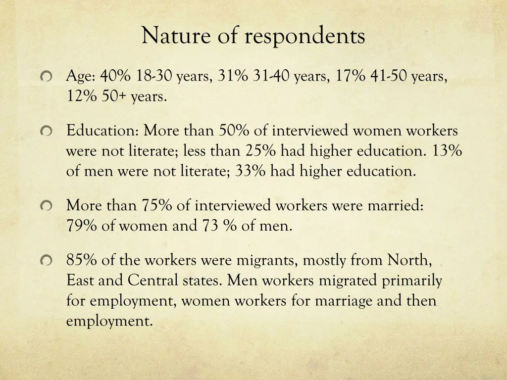 nature of respondents