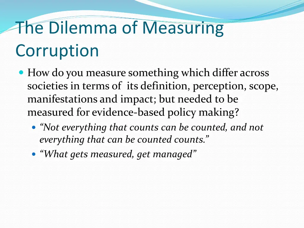 the dilemma of measuring corruption