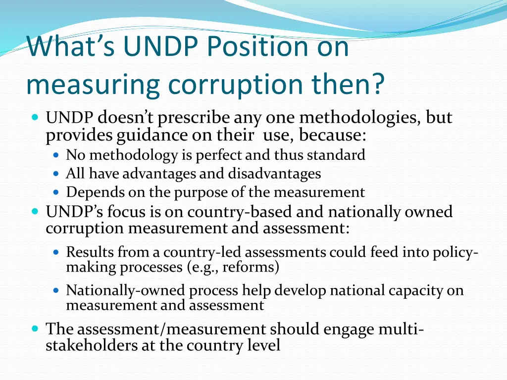 what s undp position on measuring corruption then