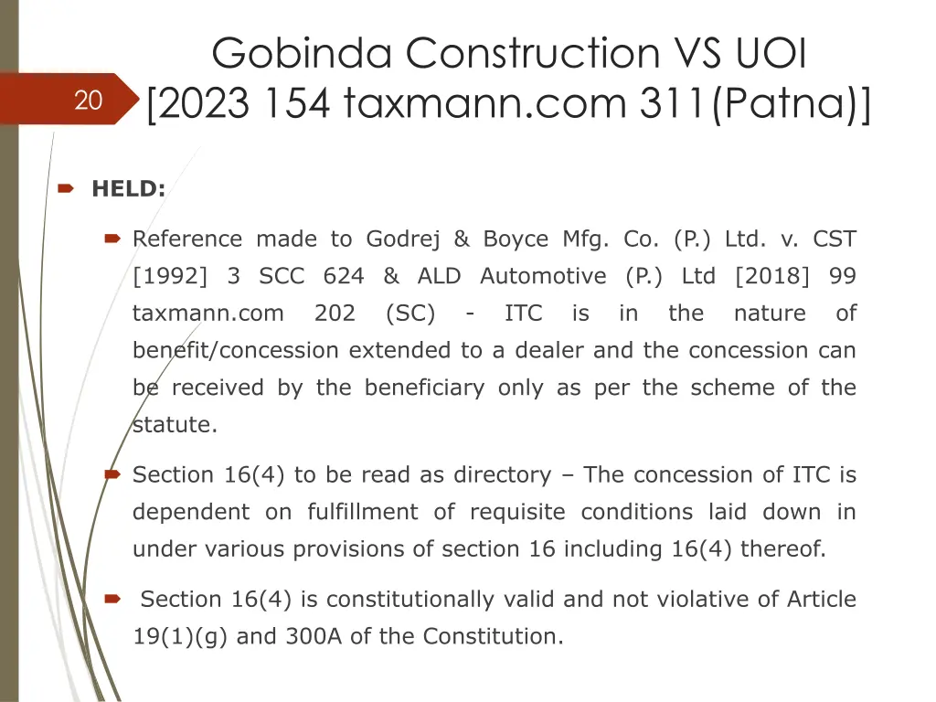 gobinda construction vs uoi 2023 154 taxmann