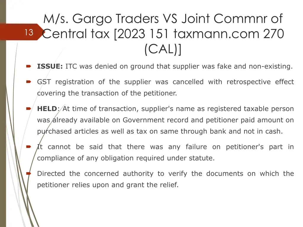 m s gargo traders vs joint commnr of central