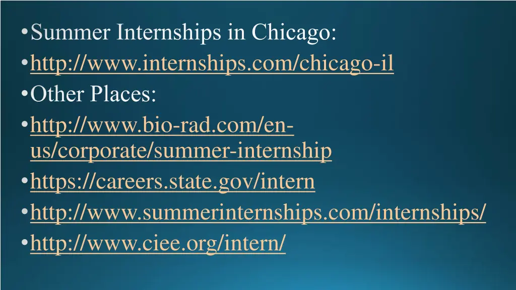 summer internships in chicago http