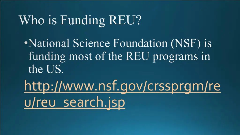 who is funding reu