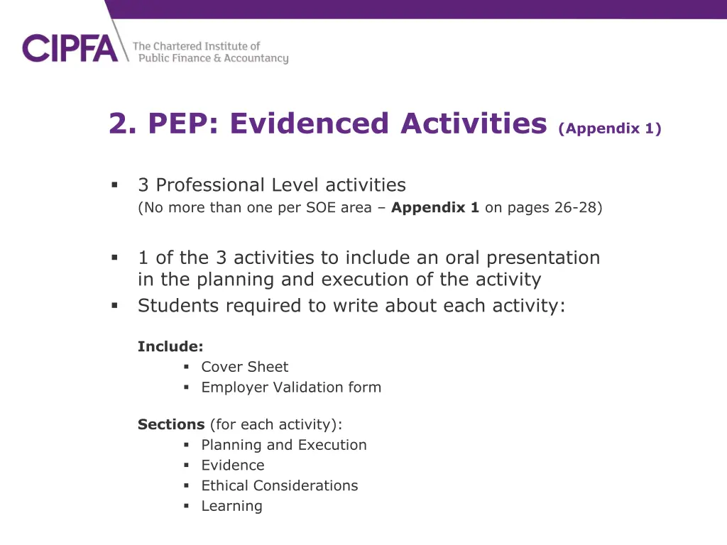 2 pep evidenced activities appendix 1