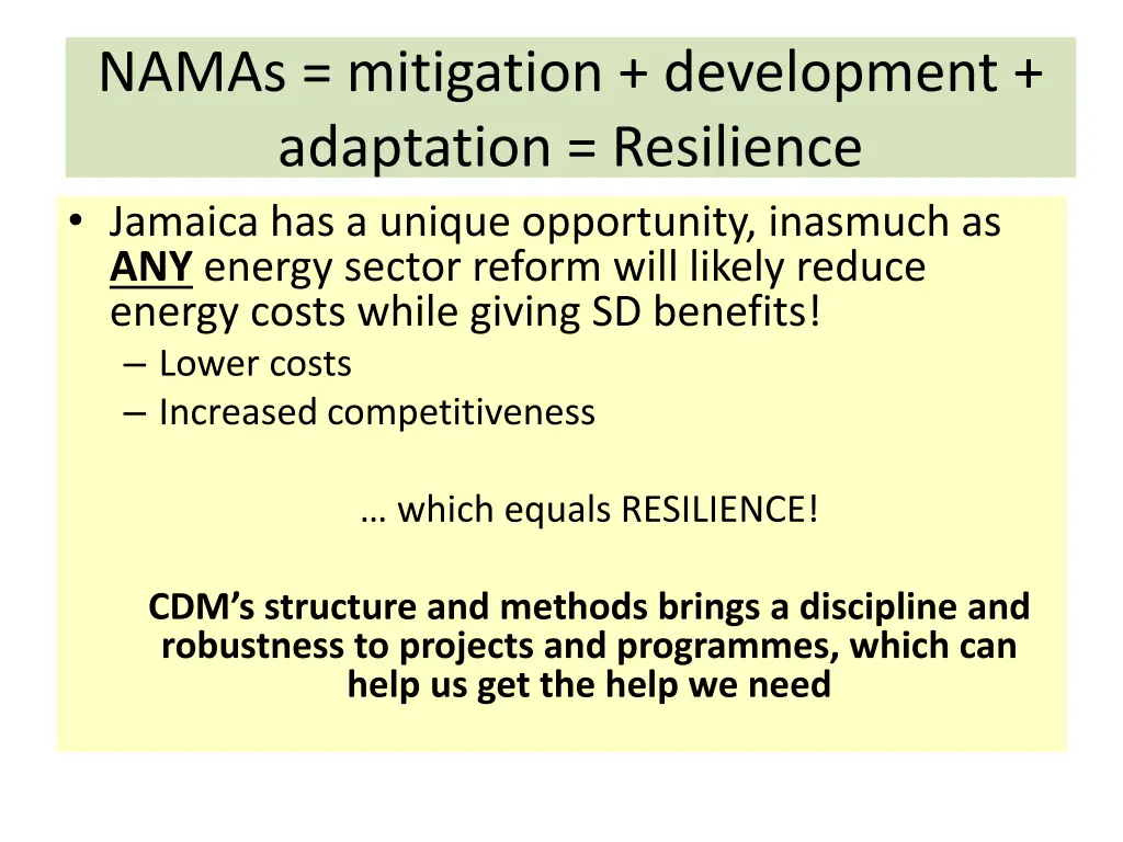 namas mitigation development adaptation