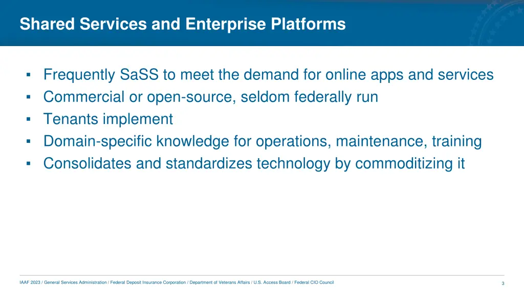 shared services and enterprise platforms