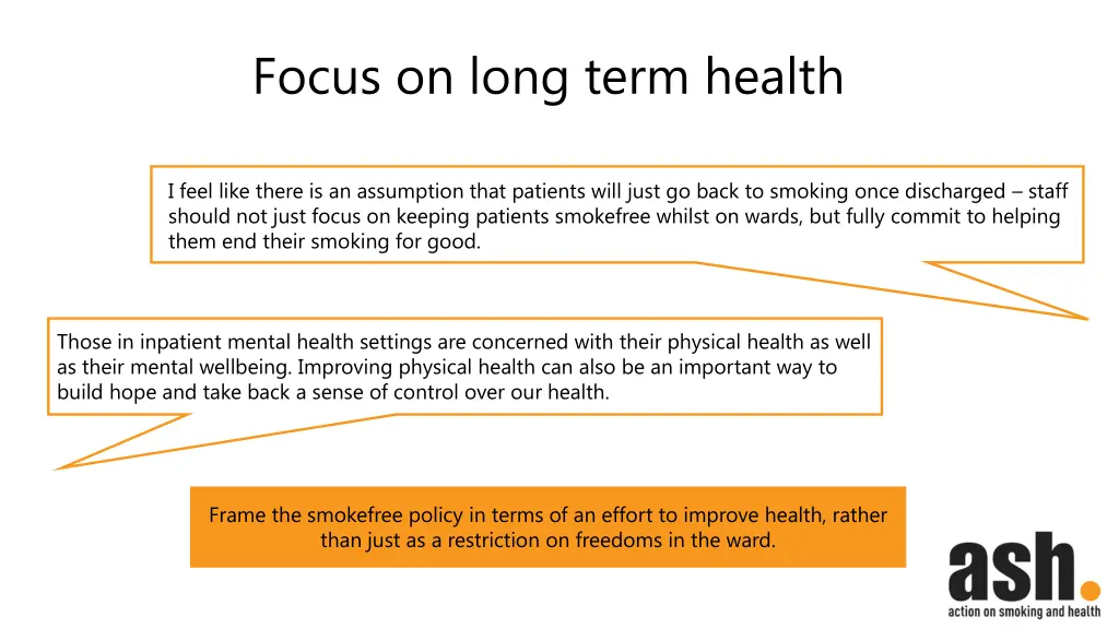 focus on long term health