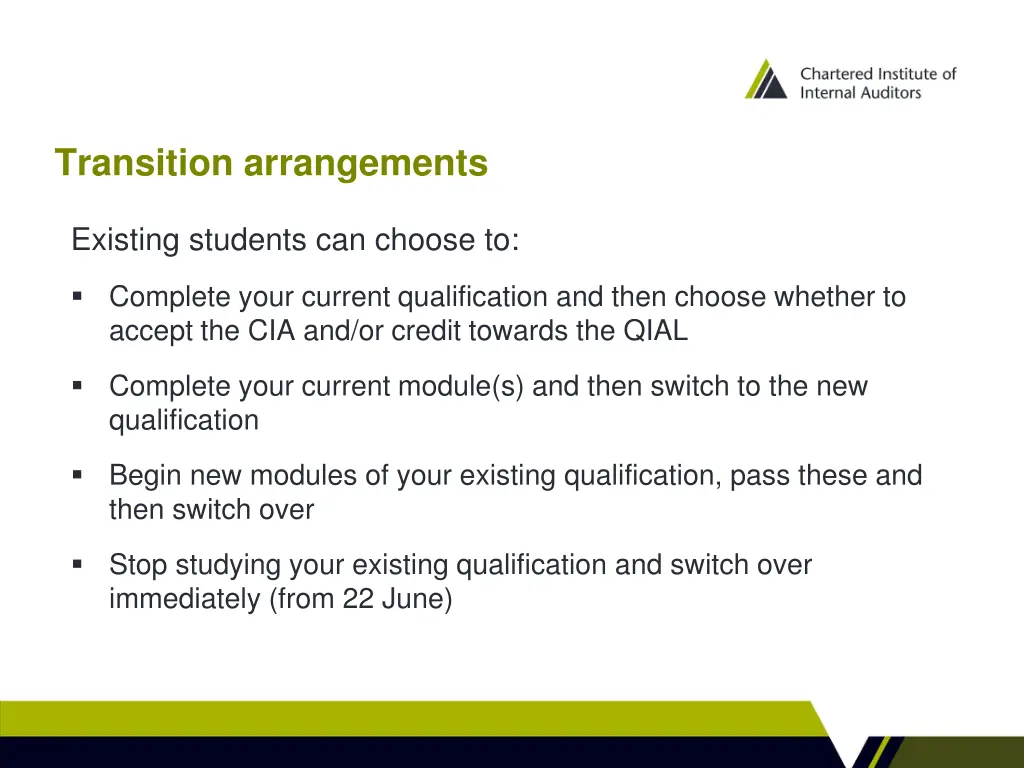 transition arrangements