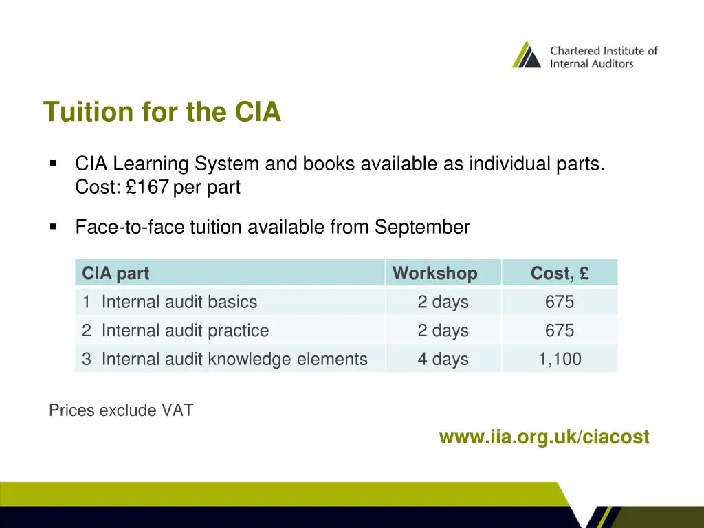 tuition for the cia