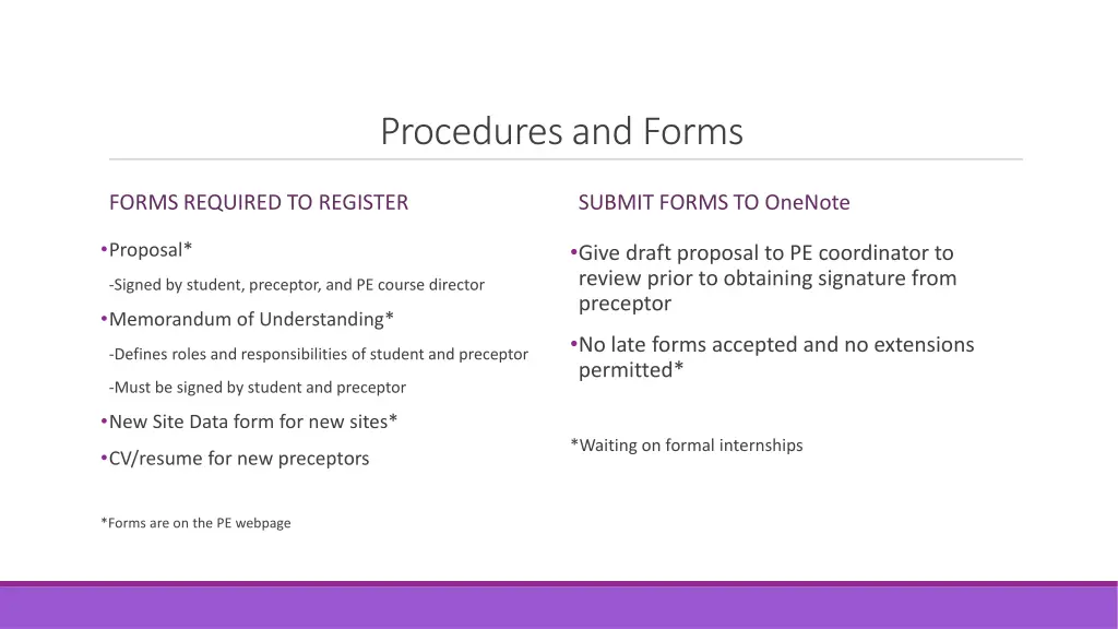 procedures and forms