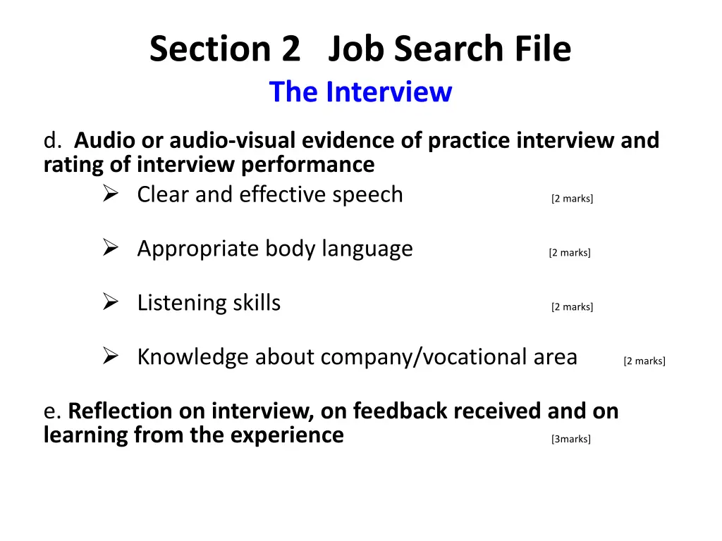 section 2 job search file the interview