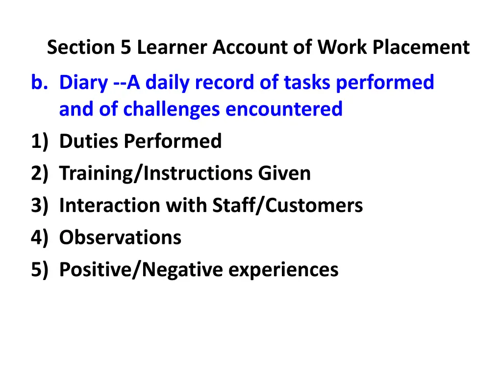 section 5 learner account of work placement 1