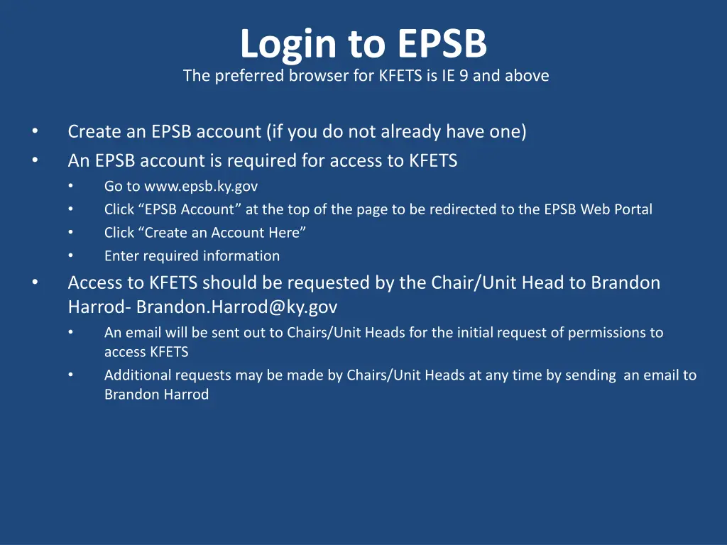 login to epsb the preferred browser for kfets