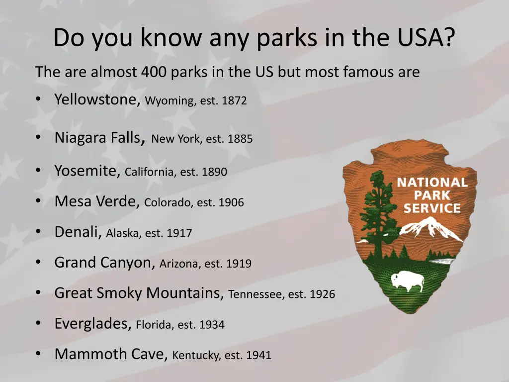 do you know any parks in the usa