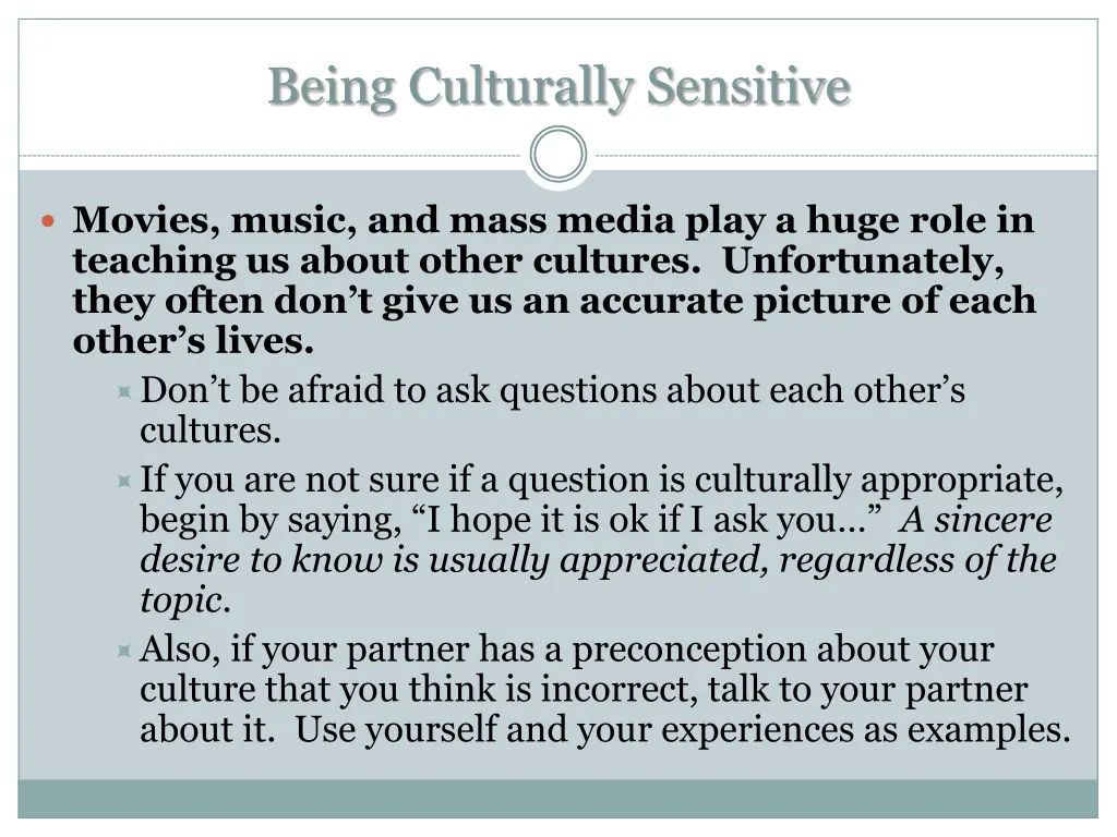 being culturally sensitive