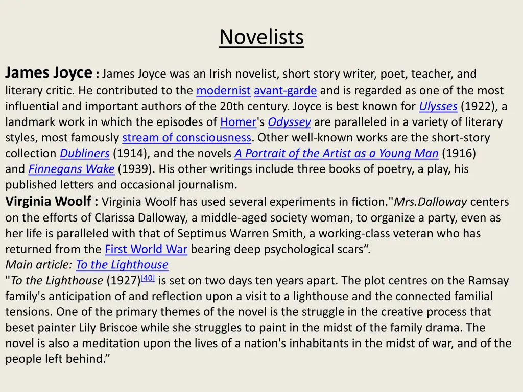 novelists