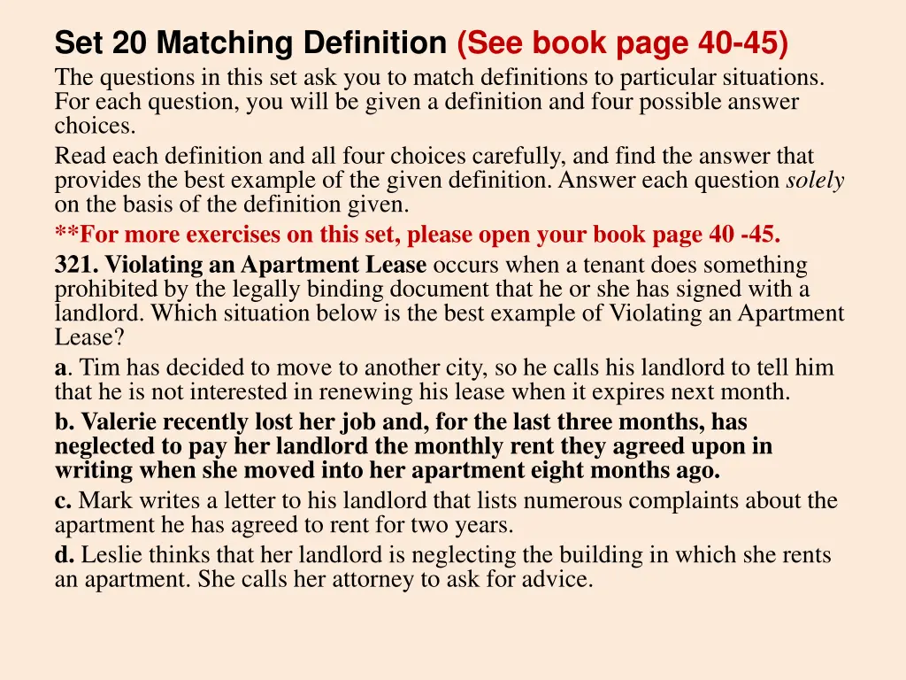 set 20 matching definition see book page