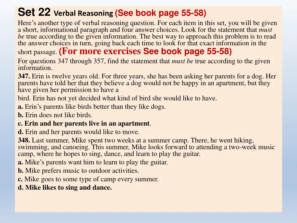 set 22 verbal reasoning see book page 55 58 here