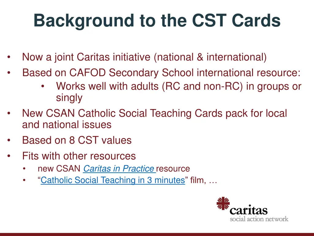 background to the cst cards