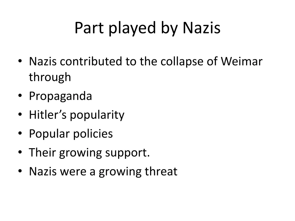 part played by nazis