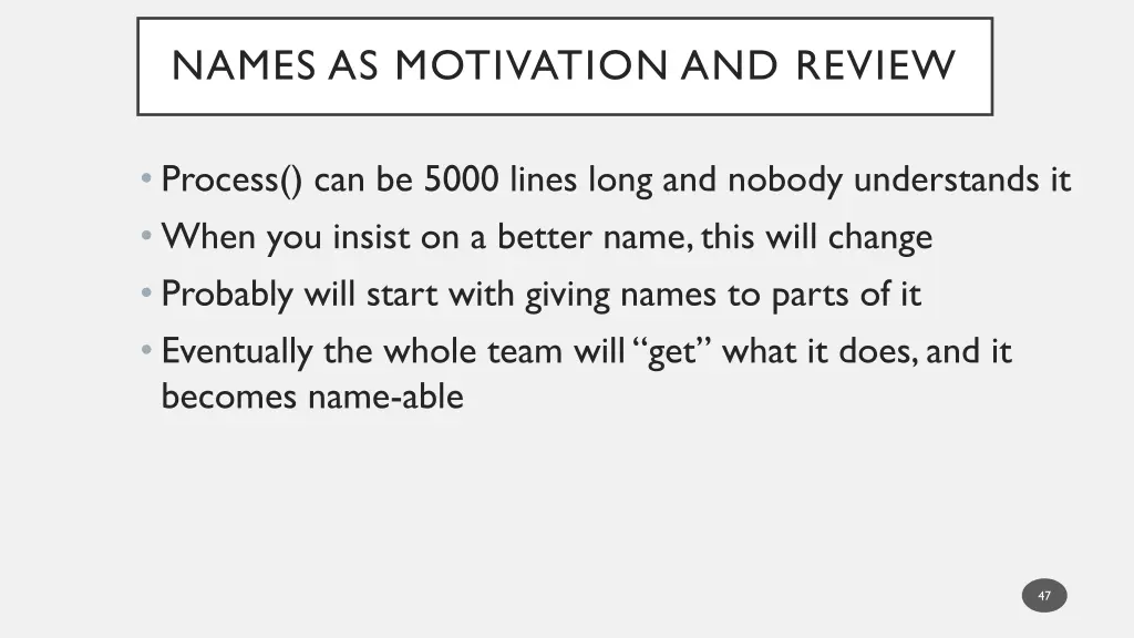 names as motivation and review