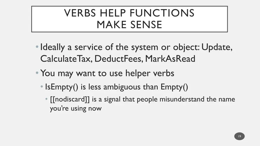 verbs help functions make sense