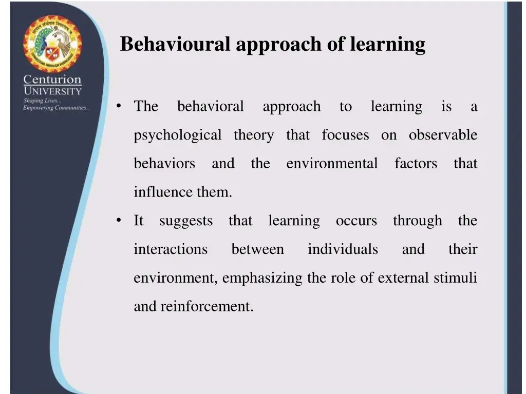 behavioural approach of learning