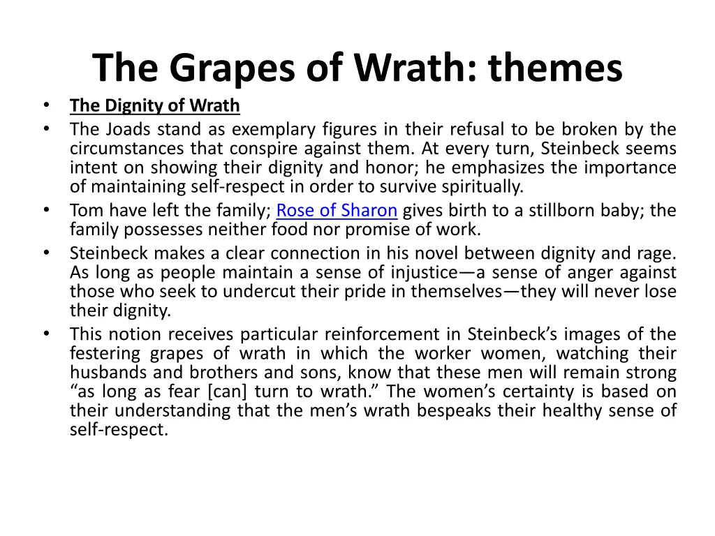 the grapes of wrath themes the dignity of wrath