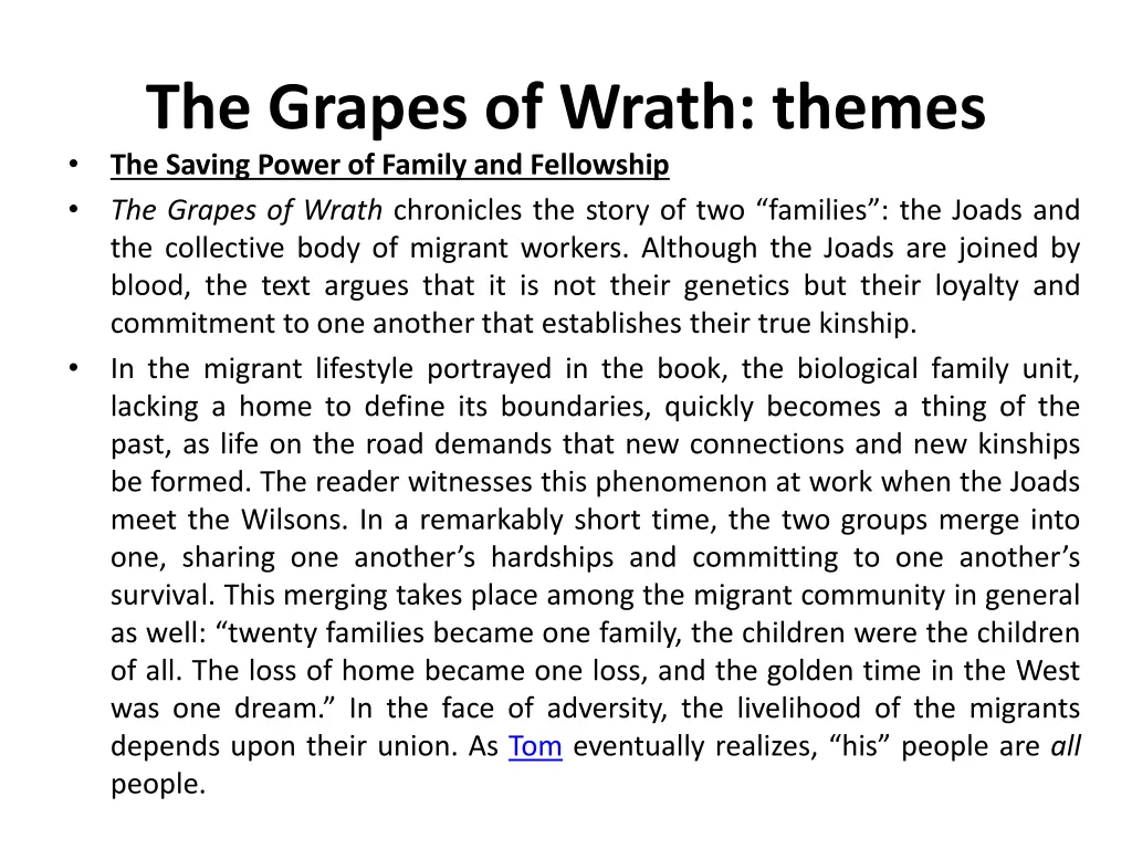 the grapes of wrath themes the saving power