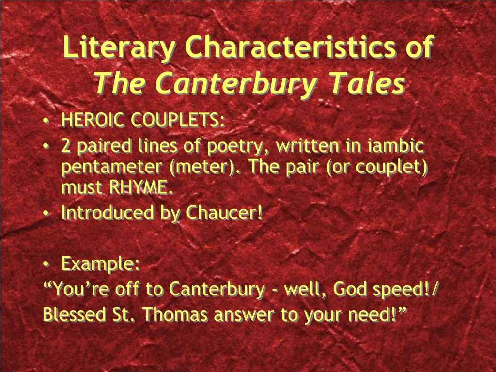 literary characteristics of the canterbury tales 1