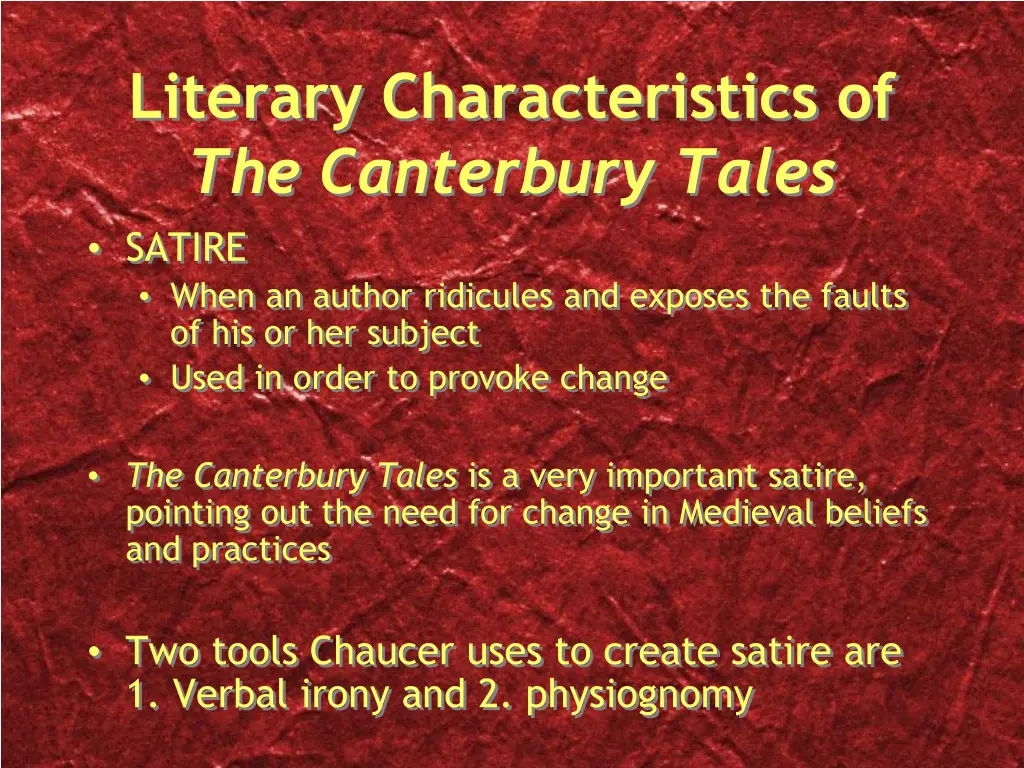 literary characteristics of the canterbury tales 2