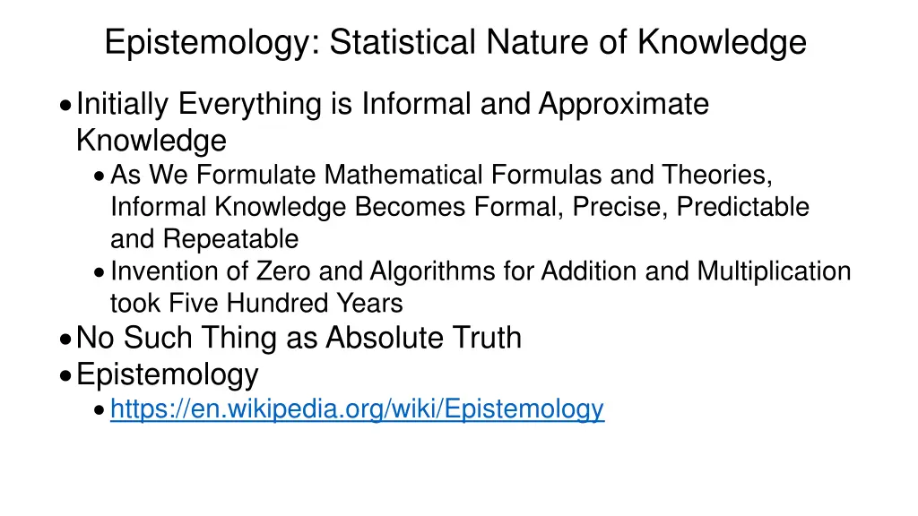 epistemology statistical nature of knowledge