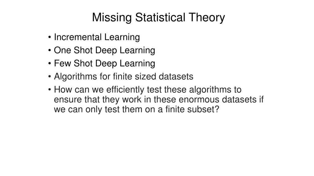 missing statistical theory