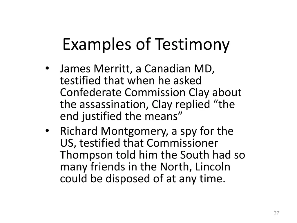 examples of testimony