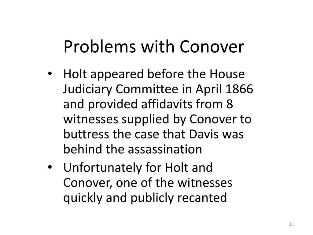 problems with conover 1