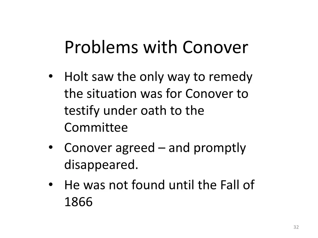 problems with conover 2