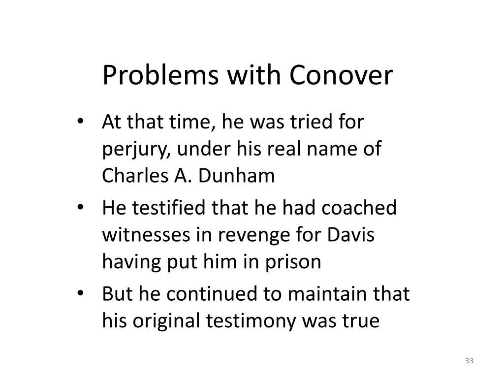 problems with conover 3