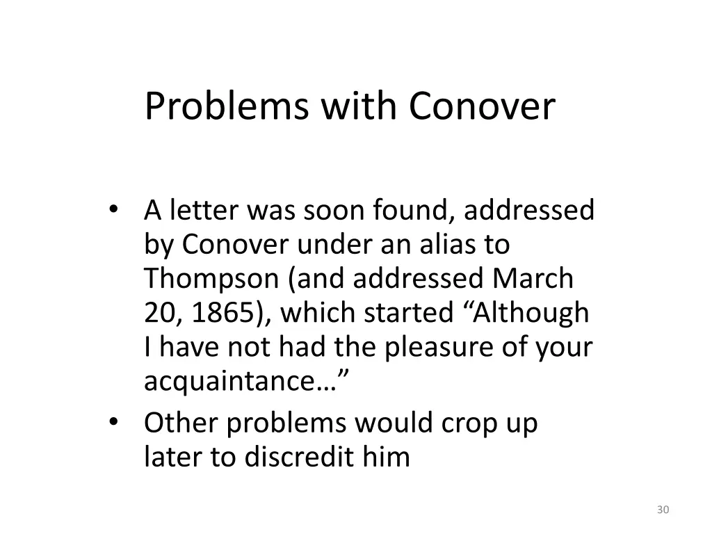 problems with conover