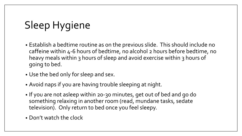 sleep hygiene