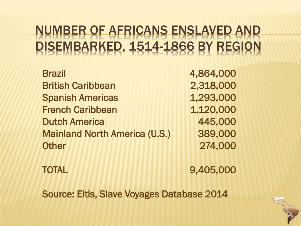 number of africans enslaved and disembarked 1514