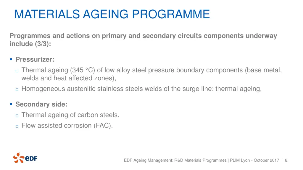 materials ageing programme 3